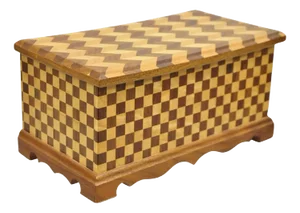 Mid 20th Century Arts & Crafts Mahogany Wood Checkerboard Inlay Handmade Trinket Jewelry Box