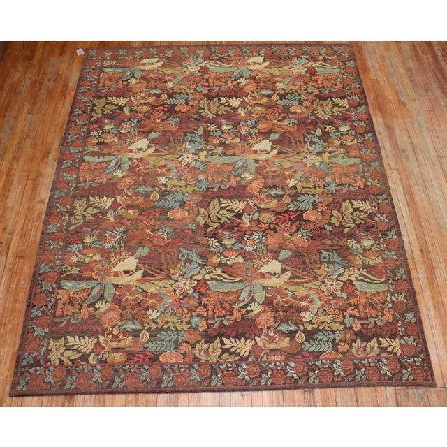 Contemporary Turkish Besserabian Floral Autumn Carpet For Sale In New York - Image 6 of 6