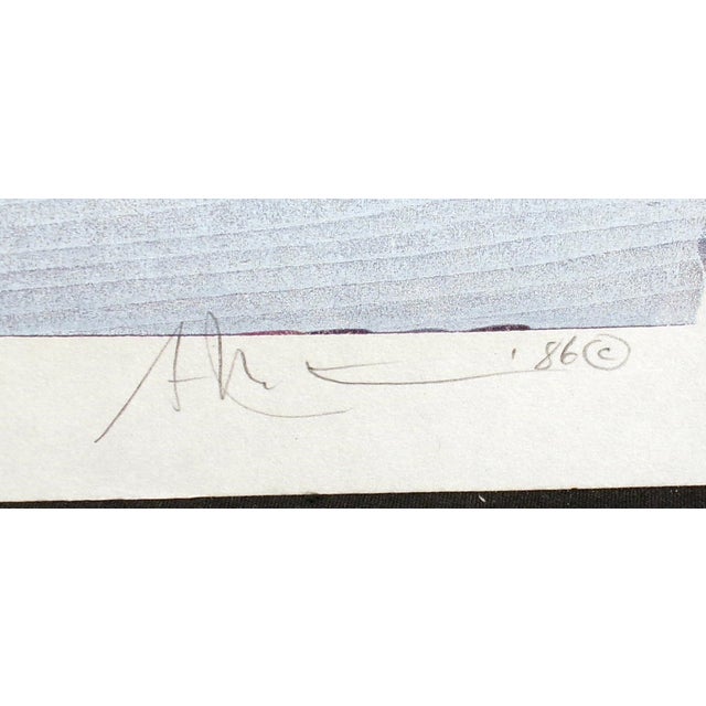 Gordon Mortensen "Tahoe" Hand Signed Woodcut Fine Art Print, Snowy Winter Forest For Sale - Image 4 of 4