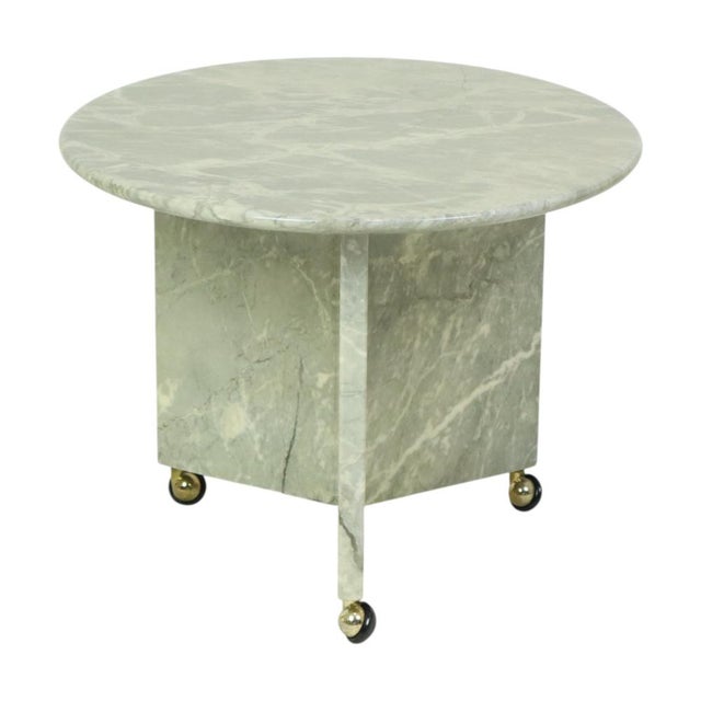 1970s Round Marble Side Table on Wheels, 1970s For Sale - Image 5 of 18