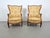 Restored pair of 20 th-century Louis XV wood bergère wingback armchairs