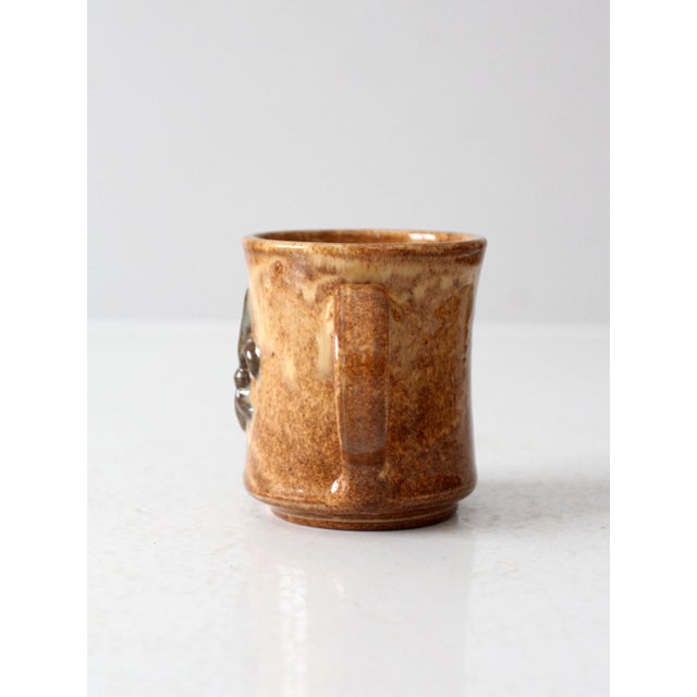 Vintage Organic Modern Studio Pottery Mug With Fleur-Di-Lis For Sale - Image 6 of 11