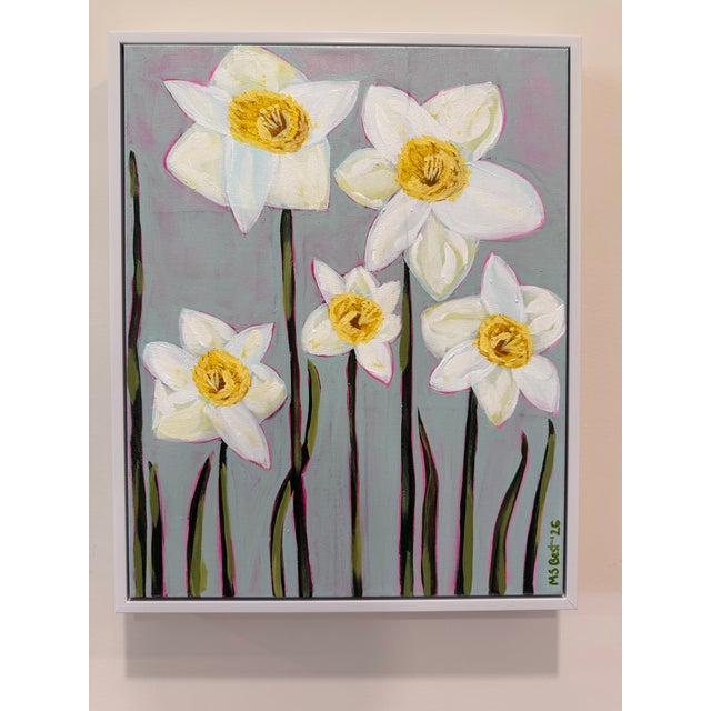 “Daffodils’ Dream,” Modern Abstract Floral Acrylic Painting On Stretched Canvas, Signed Melinda S Best, 2026, One Of A...