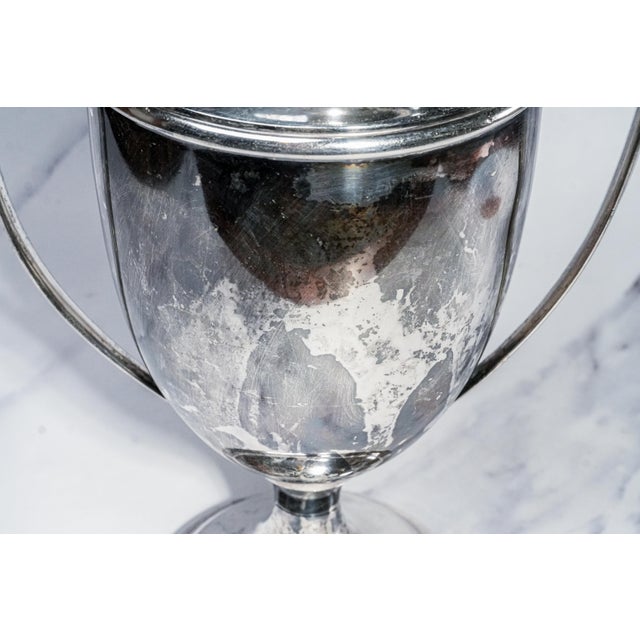 Nice Large Antique Double Handle Silverplate Trophy Medford Boat Club Massachusetts History Home Decor For Sale In New York - Image 6 of 11