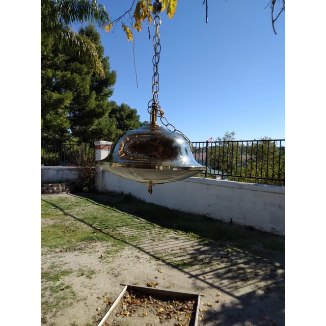 1960's Brass and Glass Pendant Light For Sale In San Diego - Image 6 of 8