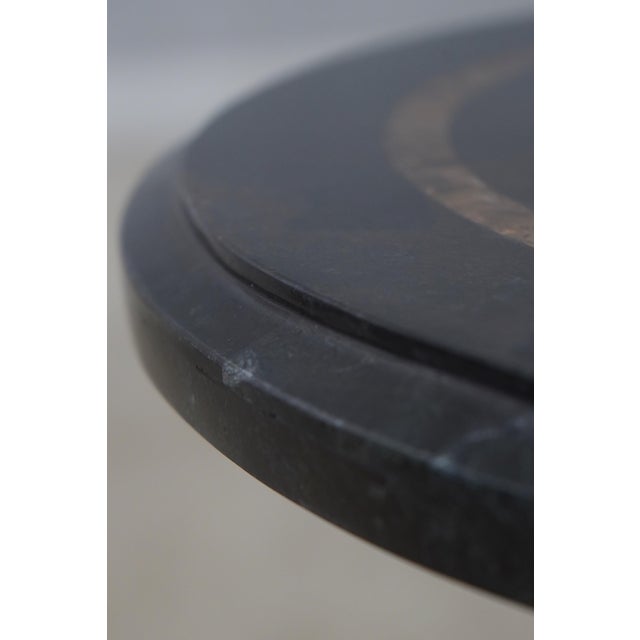 Black Maitland Smith Round Marble Top Chain Base Lamp Table For Sale - Image 8 of 11