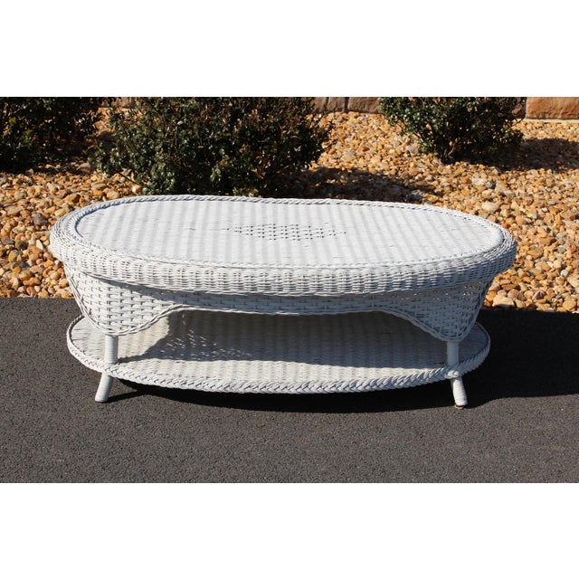 Henry Link Wicker Rattan Coffee Table With a Glass Top For Sale - Image 6 of 18