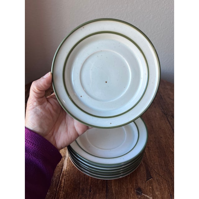 Late 20th Century Dansk Designs Denmark Green Mist Pattern Speckled Saucer, Bread Butter, Salad and Dinner Plate - Set of 22 For Sale - Image 12 of 12