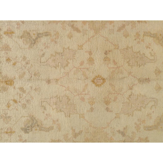 Antique Angora Oushak Carpet, Handmade Oriental Rug, Shrimp, Taupe, Ivory, Fine For Sale - Image 15 of 18