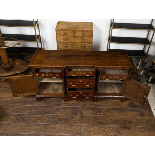 English Georgian Period 1800s Oak Dresser Base with Five Drawers and Two Doors For Sale - Image 11 of 12