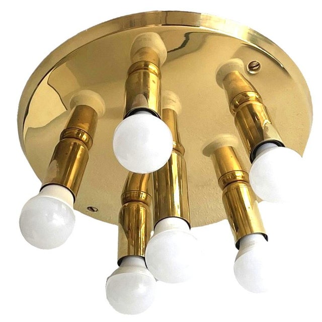 Mid-Century Modern Mid-Century Modern Brass Ceiling Light from TZ Leuchten, Germany, 1970s For Sale - Image 3 of 9