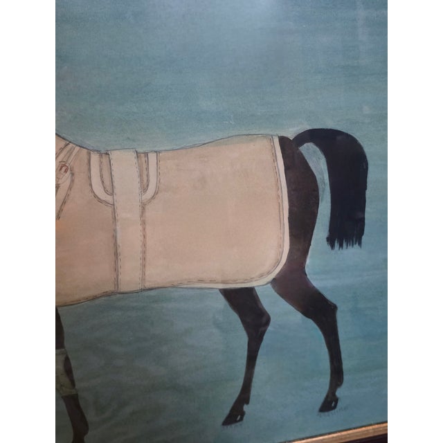 Beautiful large framed giclee of a blanketed horse signed by artist Mary Maguire