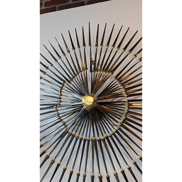 Vintage Ron Schmidt Brutalist Starburst Steel Nail Sculpture For Sale - Image 11 of 12