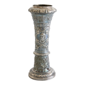 Silver Repoussé Umbrella Stand or Vase, British Hallmarked, 19th Century