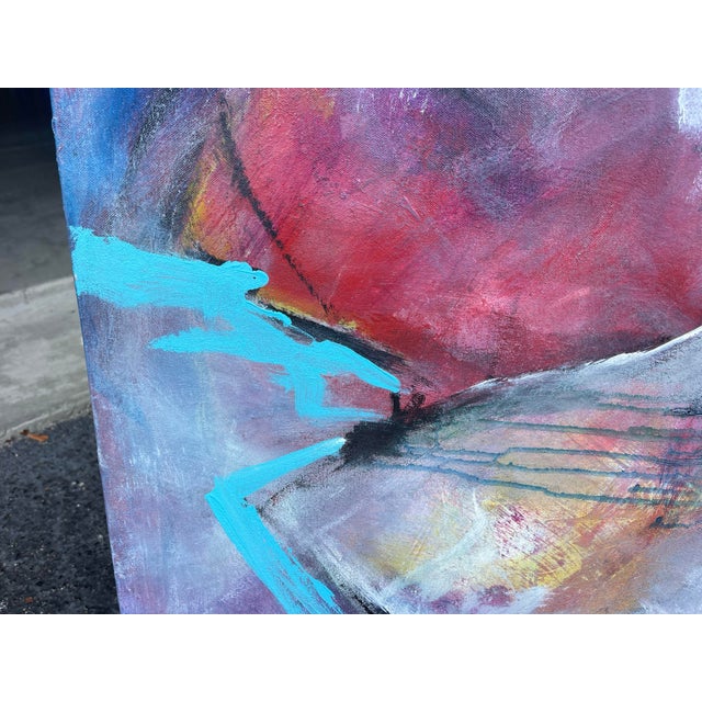 Purple Large Contemporary Abstract Studio Painting on Canvas, 48x36 - Signed For Sale - Image 8 of 11