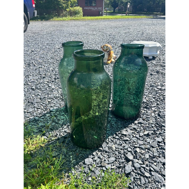 Antique Green Large German Pickling Jars -Set of 3 For Sale - Image 4 of 12