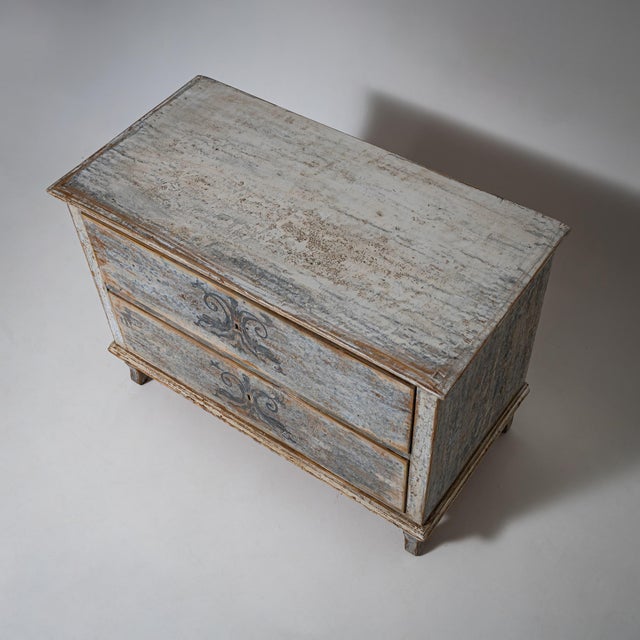 Biedermeier Chest of Drawers with Painted Historical Motifs, South Germany, 1830s For Sale - Image 3 of 9