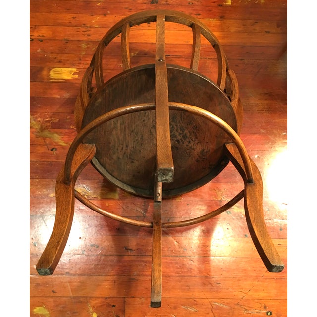 Antique Tiger Oak Round Barrelback Spindle Corner Chair Chairish