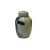 This is a handmade ceramic container urn jar in the white base color. The surface has a blue color oriental 3 stars god...