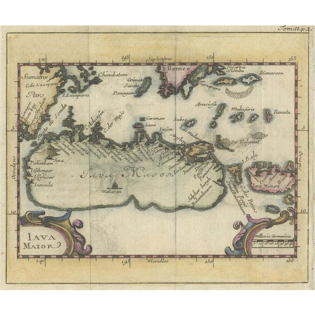 Hand-Coloured Miniature Map of the Island of Java, Indonesia, 1702 For Sale - Image 5 of 5