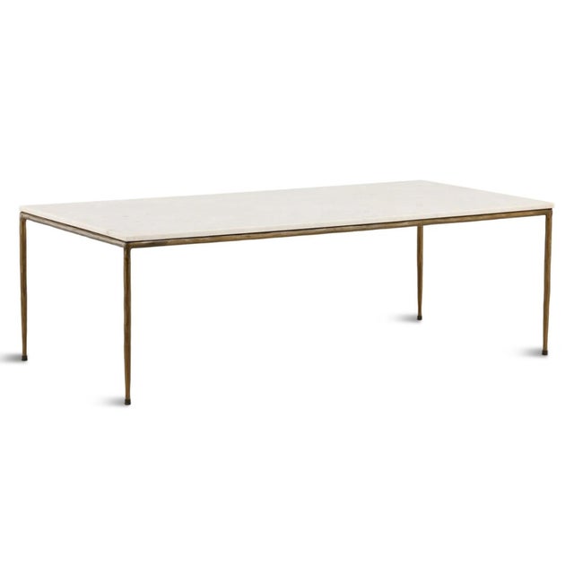 Callista Modern White Marble & Brass Coffee Table For Sale - Image 4 of 5