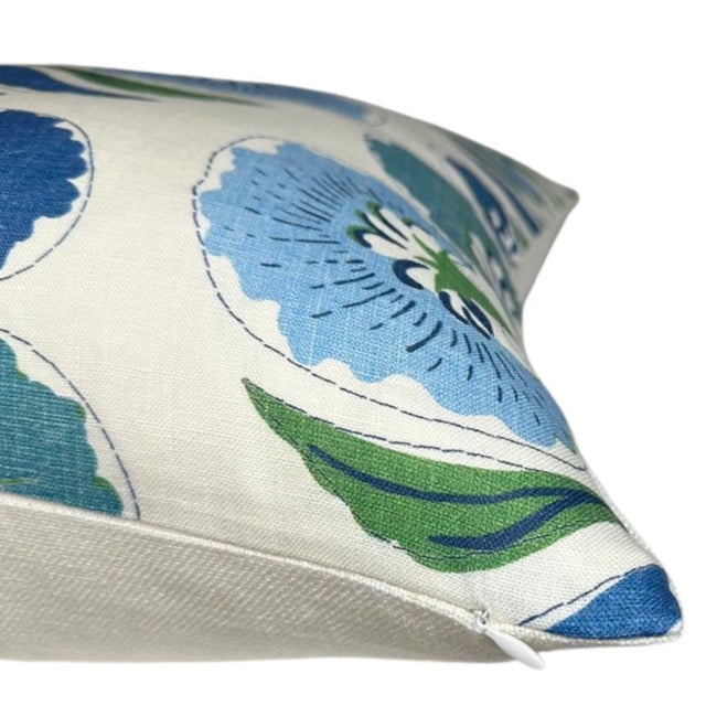 Tybee Tree Pillow Cover in Blue + Green, 22x22 Pillow For Sale - Image 4 of 4