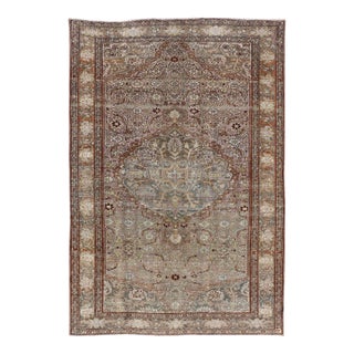 Antique Persian Bidjar Rug With Floral Medallion and All-Over Vining Floral For Sale
