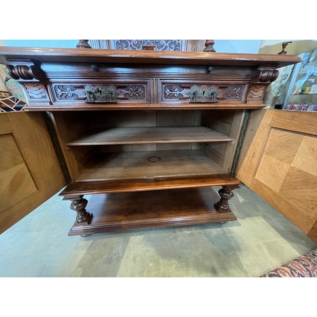 Late 19th Century Late 19th Century Carved Walnut Victorian Buffet For Sale - Image 5 of 10