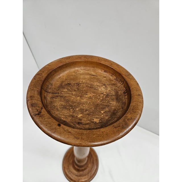Wood Antique Wooden Candle Stand or Pedestal Bowl For Sale - Image 7 of 12
