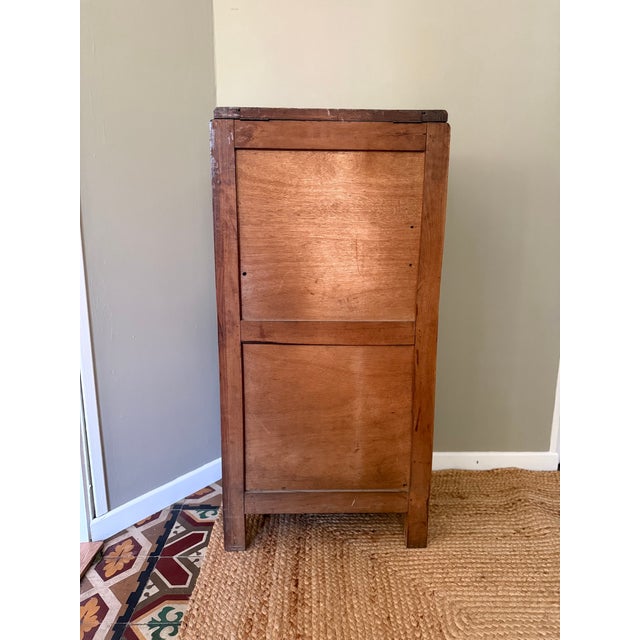 French Art Deco Carved Walnut Pedestal Cabinet, 1930s For Sale - Image 11 of 17