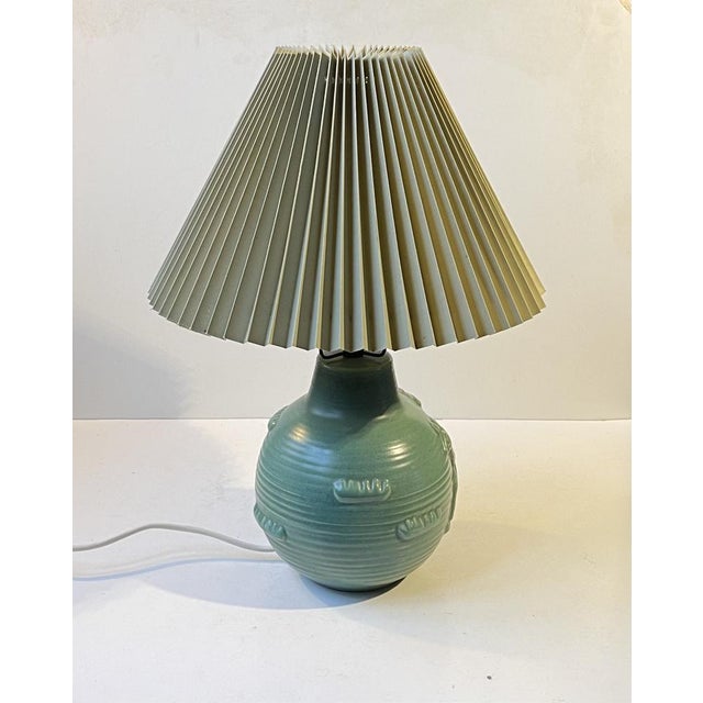 Celadon Green Glaze Ceramic Table Lamp from Michael Andersen & Son, 1940s For Sale - Image 13 of 16
