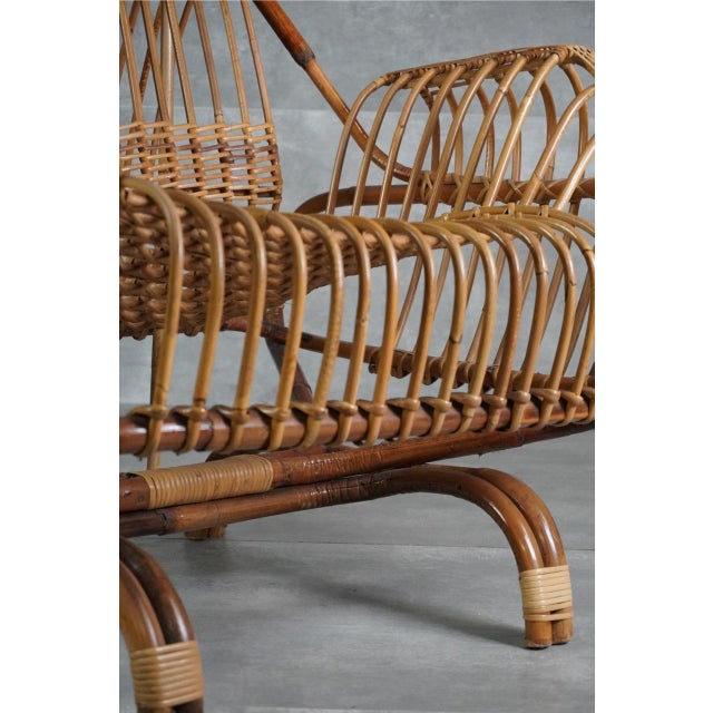 Brown Wicker Armchair with Adjustable Headrest, 1960s For Sale - Image 8 of 12