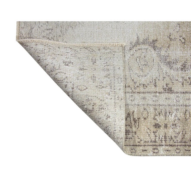 Mid 20th Century Distressed Vintage Turkish Oushak Rug For Sale - Image 5 of 6