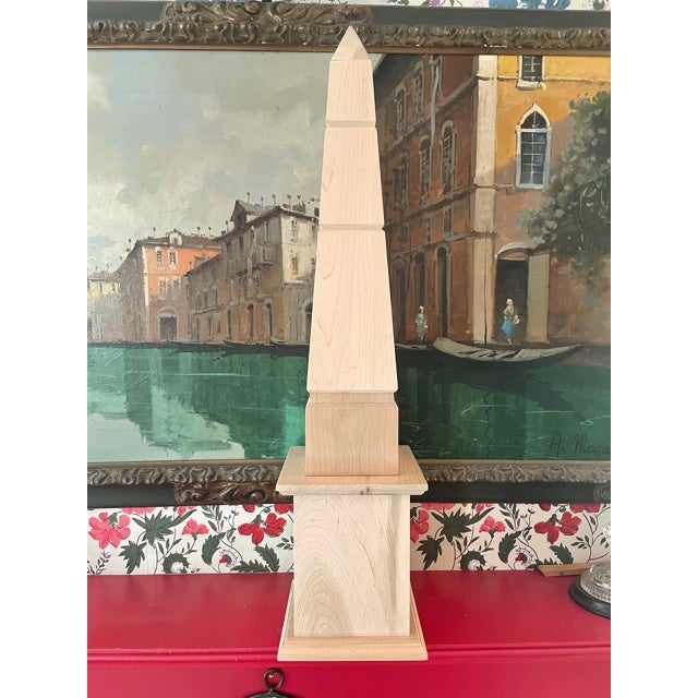 Wood Large Tabletop Variegated Handmade Obelisk by Irwin and Lane For Sale - Image 7 of 7