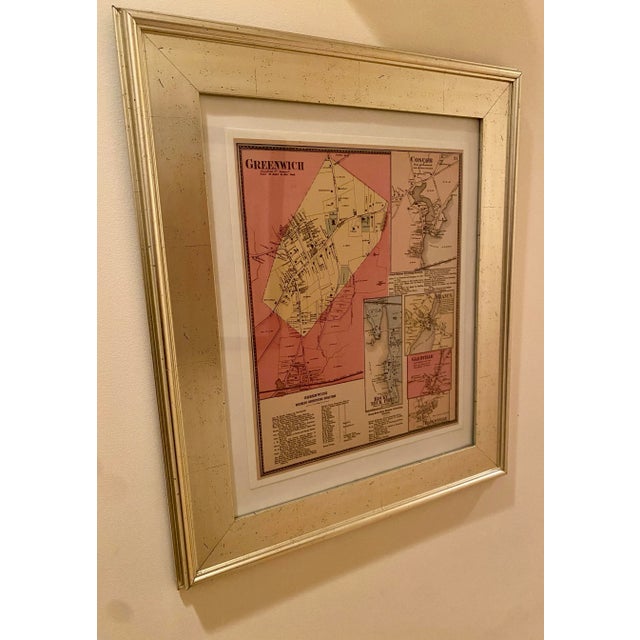 1980s Framed Antique Map of Greenwich, Connecticut For Sale - Image 5 of 9