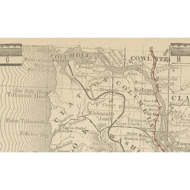 Antique Map of Oregon – Railroads, Indian Reservations & Counties, 1888 This antique engraved map presents the state of...