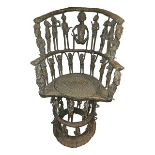 Mid 20th Century Cameroon Bronze Female Ceremonial Throne For Sale