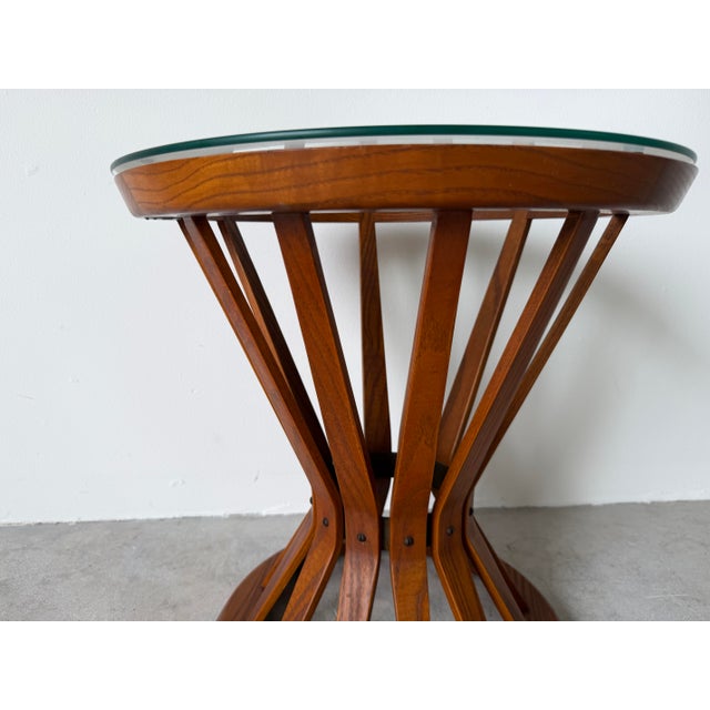 Wood Mid-Century Modern Edward Wormley for Dunbar “Sheaf of Wheat” Glass Top Side Table For Sale - Image 7 of 12