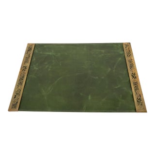 Tiffany Studios New York Grapevine Bronze Blotter Ends With Leather Desk Blotter For Sale