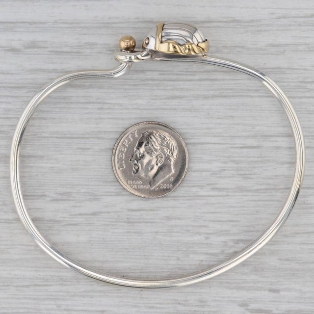 2010s Tiffany Scarab Bangle Bracelet W/ Pouch Box Sterling Silver 18k Gold 7" For Sale - Image 5 of 7