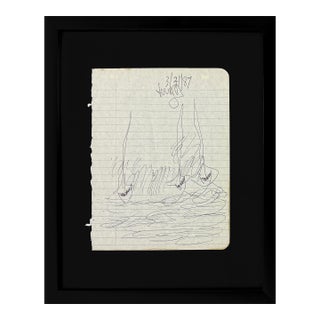 1980s Purvis Young, Vessels of Freedom (Framed Original Drawing on Paper) For Sale