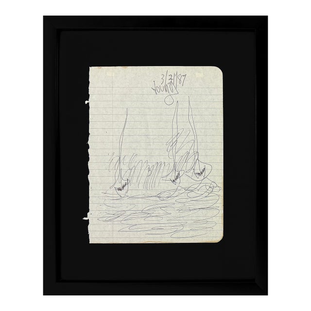 1980s Purvis Young, Vessels of Freedom (Framed Original Drawing on Paper) For Sale