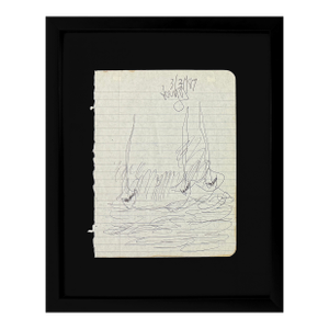 1980s Purvis Young, Vessels of Freedom (Framed Original Drawing on Paper)