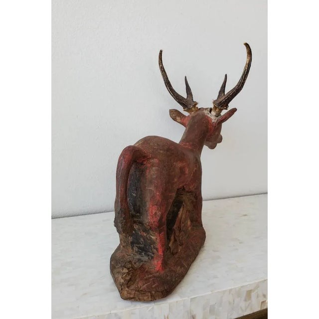 Old Bali or Java Temple Deer Statue Indonesian Folk Art Carving For Sale In Dallas - Image 6 of 11