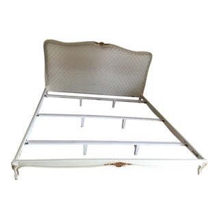 1990s French Louis XV Style Upholstered King Bedframe For Sale