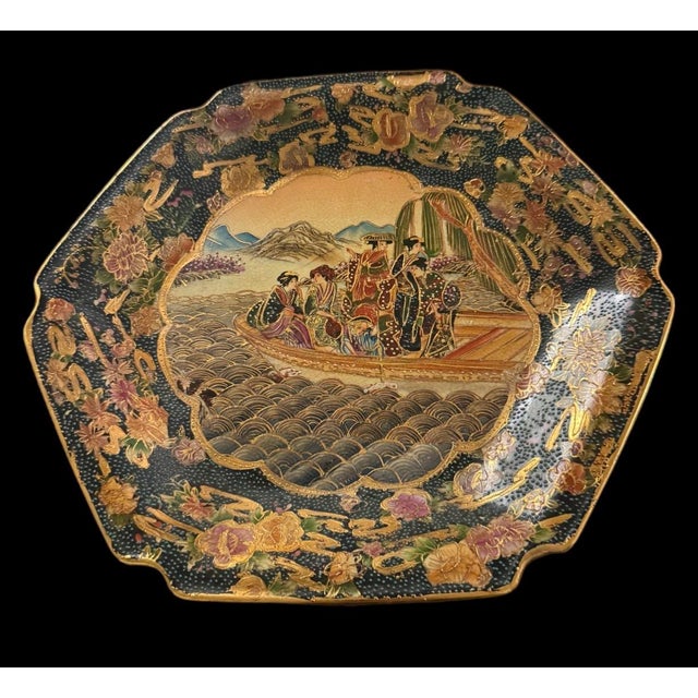 Royal Satsuma 1950s Geishas Handpainted Porcelain 11” Plate 24k Gold Ornate For Sale In Atlanta - Image 6 of 6