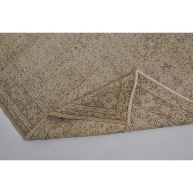 Beige Handknotted Anatolian Vintage Carpet For Sale - Image 10 of 10