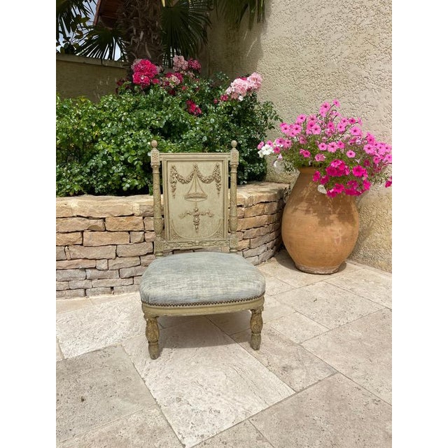 Armchair, small child's chair in lacquered and carved wood from the Napoleon III period in Louis XVI style. It is in good...