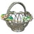 Vintage Metal Braided Basket With Tole Painted Flowers For Sale