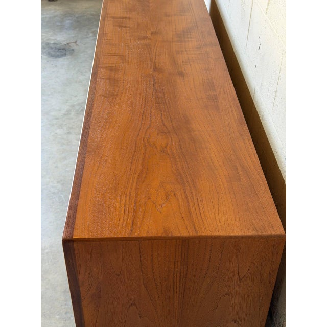 1960s Teak Sideboard Credenza With Sliding Doors and Drawers Danish Mid-Century Modern 1960s For Sale - Image 5 of 12